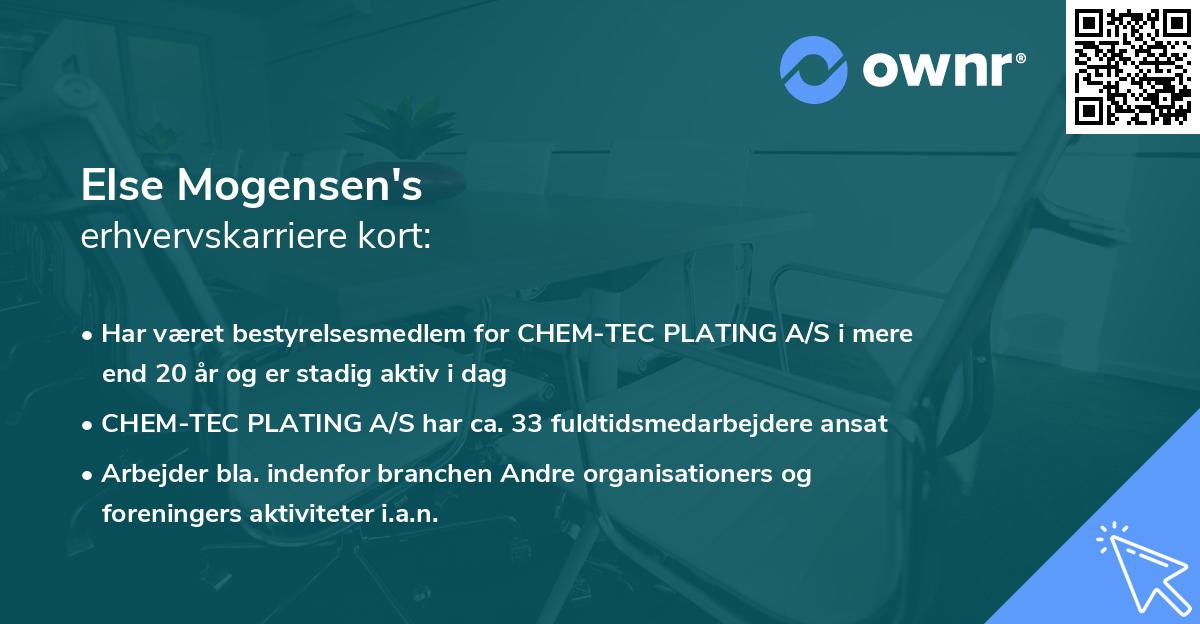 Else Mogensen's erhvervskarriere kort