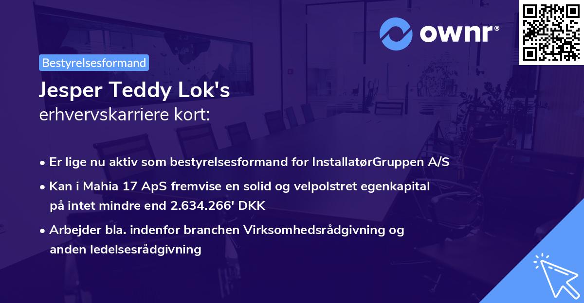 Jesper Teddy Lok's erhvervskarriere kort