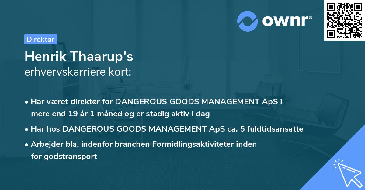Henrik Thaarup's erhvervskarriere kort