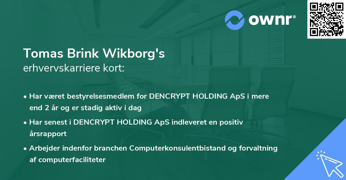 Tomas Brink Wikborg's erhvervskarriere kort