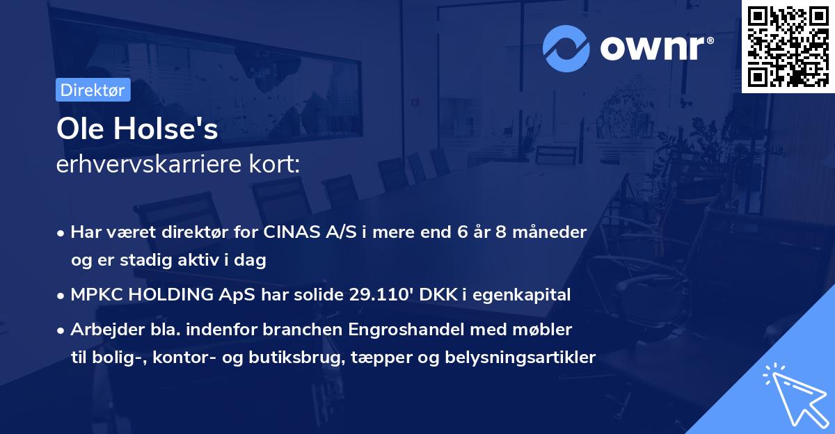 Ole Holse's erhvervskarriere kort