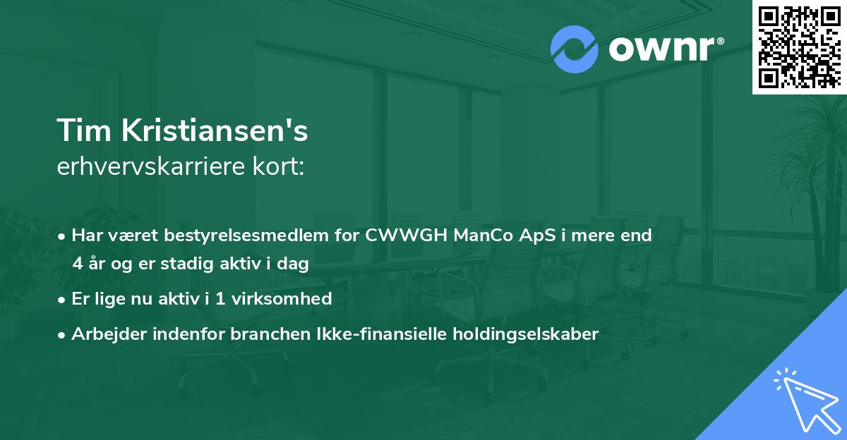 Tim Kristiansen's erhvervskarriere kort