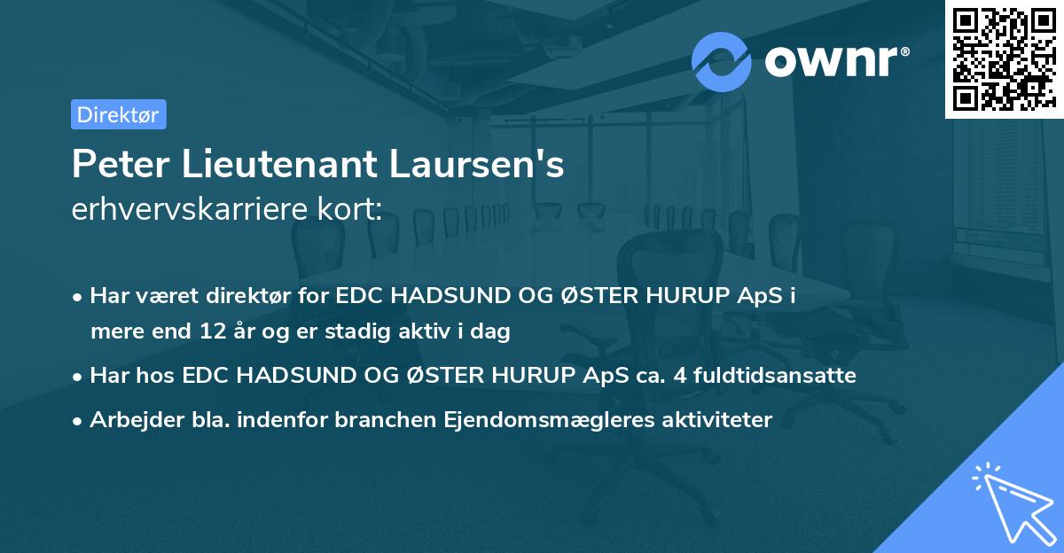 Peter Lieutenant Laursen's erhvervskarriere kort