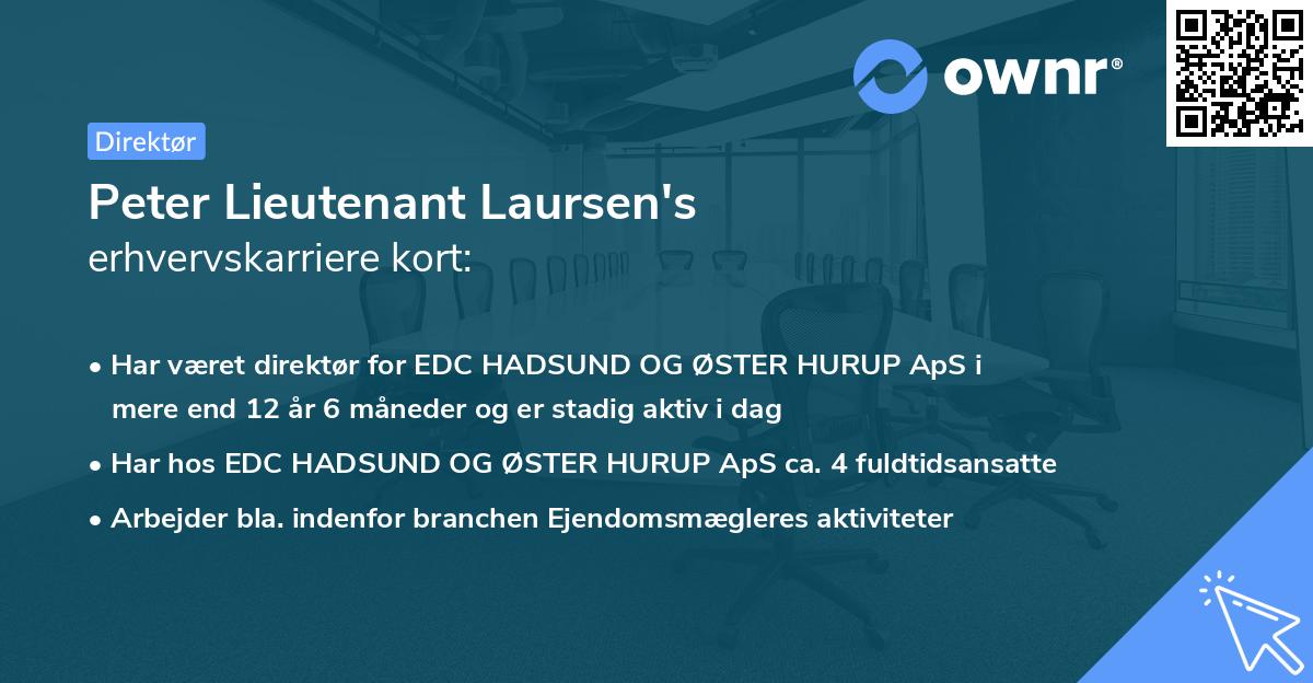 Peter Lieutenant Laursen's erhvervskarriere kort
