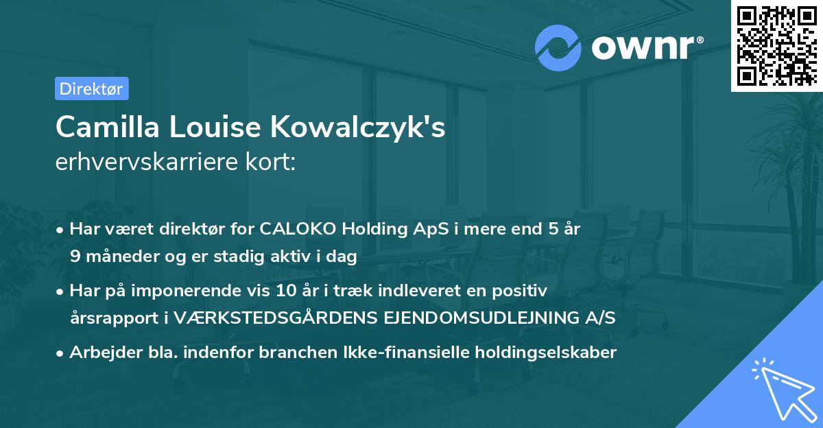 Camilla Louise Kowalczyk's erhvervskarriere kort