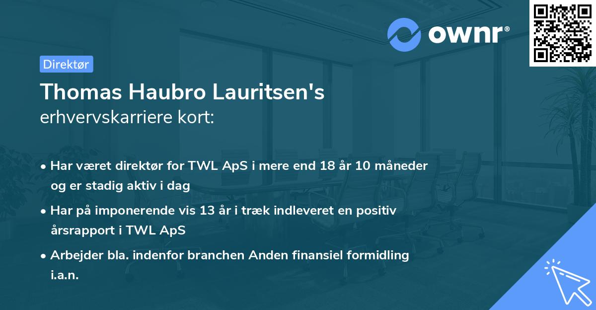 Thomas Haubro Lauritsen's erhvervskarriere kort