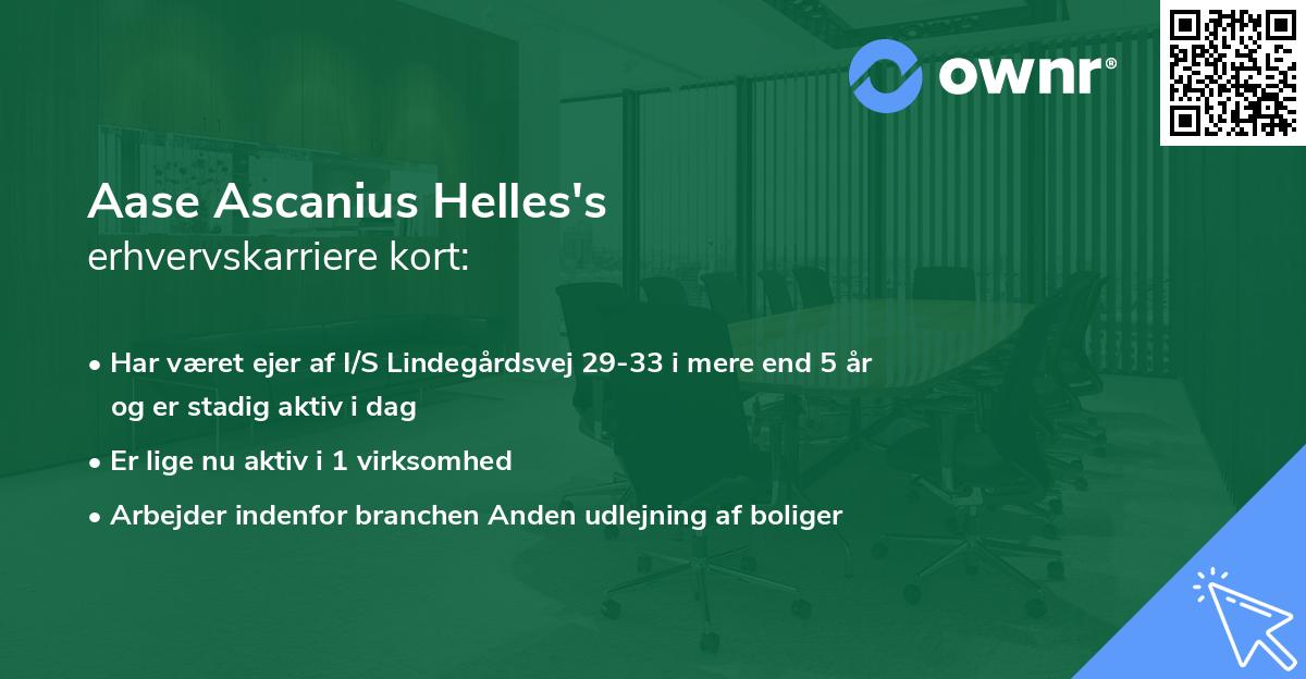 Aase Ascanius Helles's erhvervskarriere kort