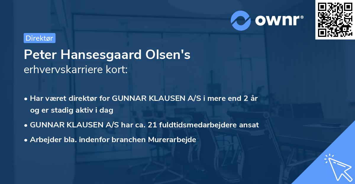 Peter Hansesgaard Olsen's erhvervskarriere kort
