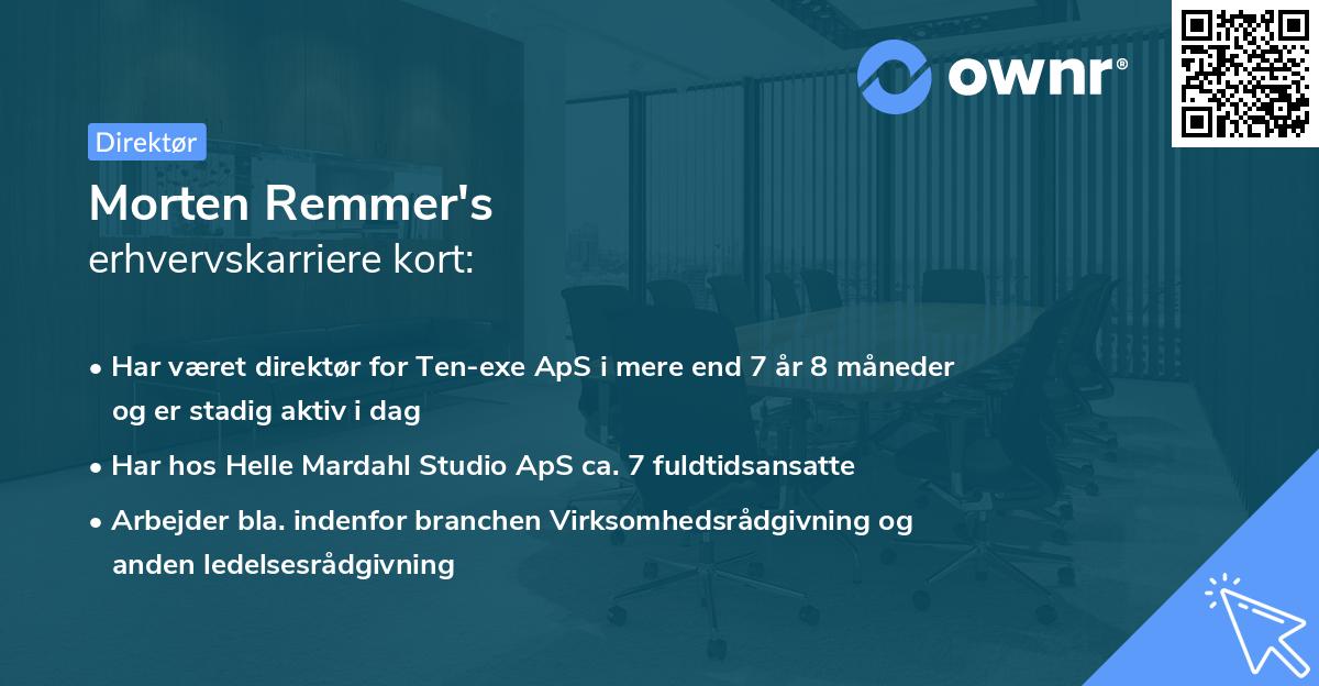 Morten Remmer's erhvervskarriere kort
