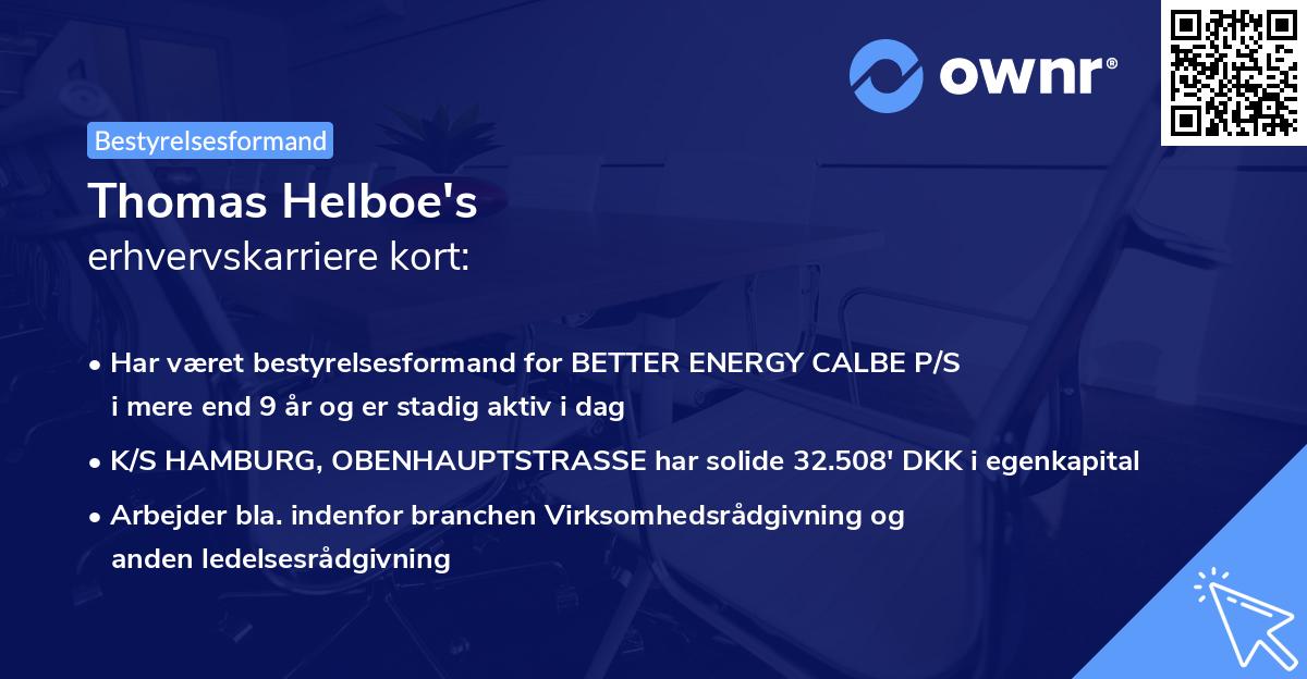 Thomas Helboe's erhvervskarriere kort