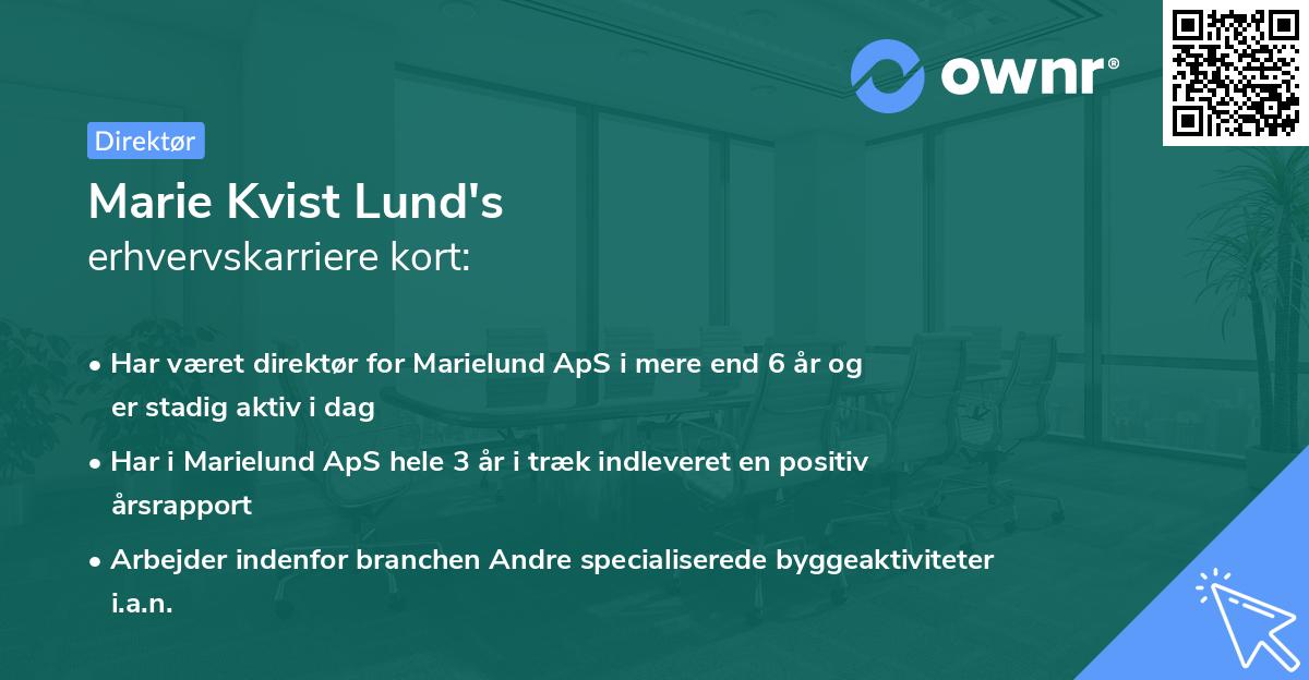 Marie Kvist Lund's erhvervskarriere kort