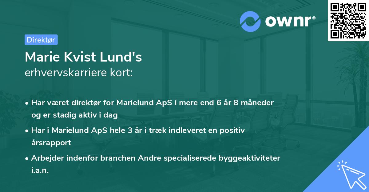 Marie Kvist Lund's erhvervskarriere kort