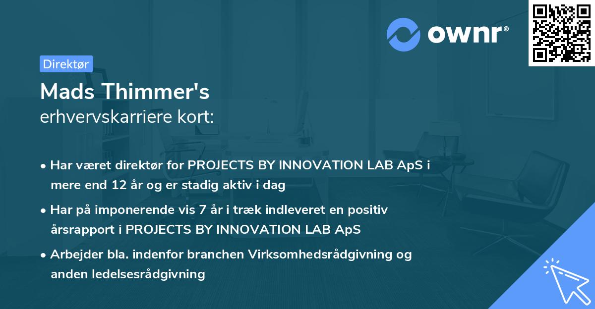 Mads Thimmer's erhvervskarriere kort