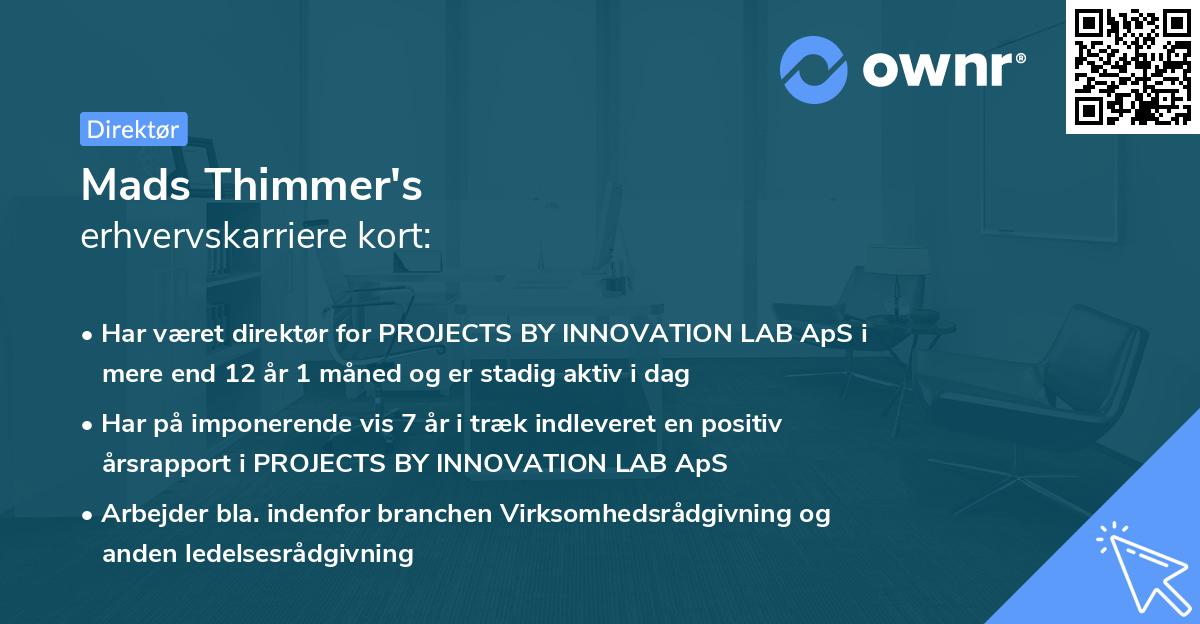 Mads Thimmer's erhvervskarriere kort