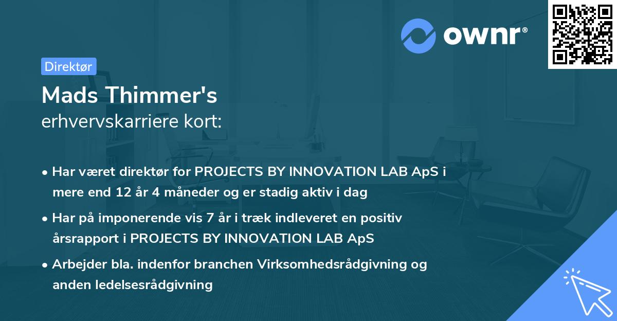 Mads Thimmer's erhvervskarriere kort