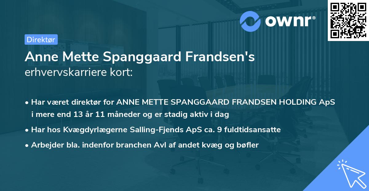 Anne Mette Spanggaard Frandsen's erhvervskarriere kort