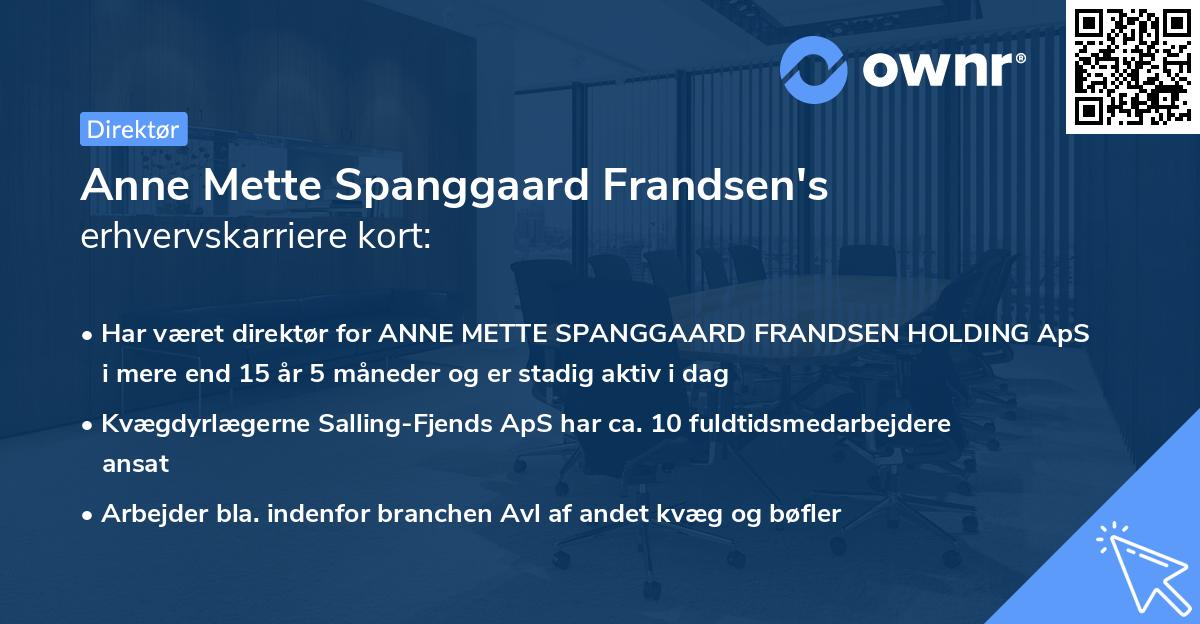 Anne Mette Spanggaard Frandsen's erhvervskarriere kort