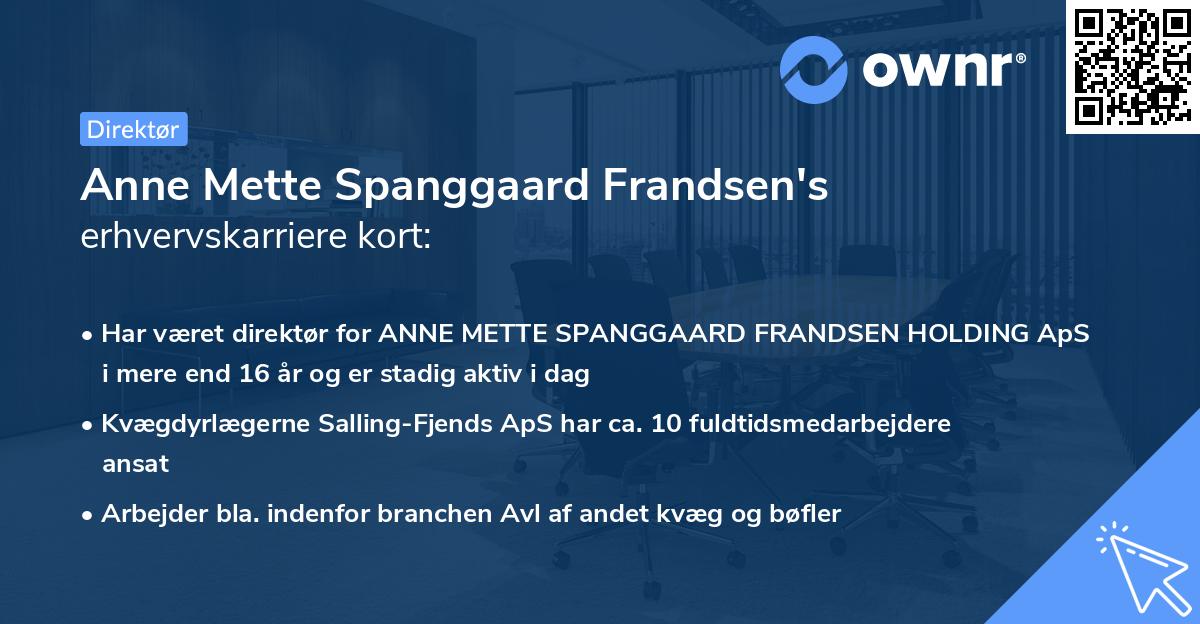 Anne Mette Spanggaard Frandsen's erhvervskarriere kort