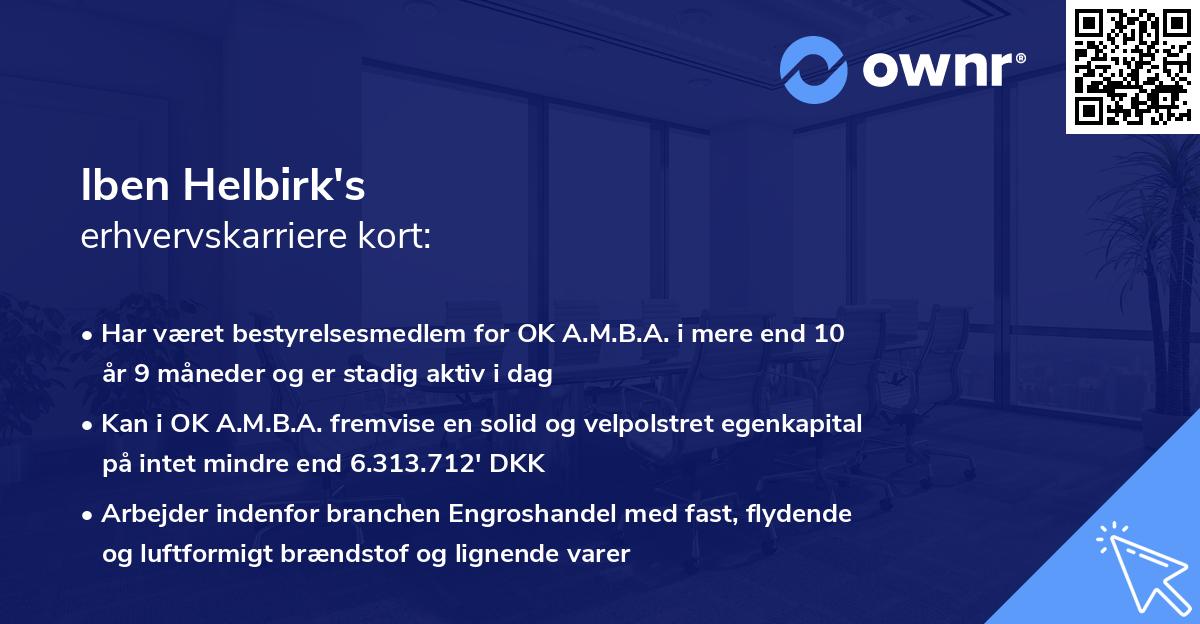 Iben Helbirk's erhvervskarriere kort