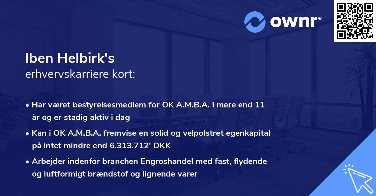 Iben Helbirk's erhvervskarriere kort