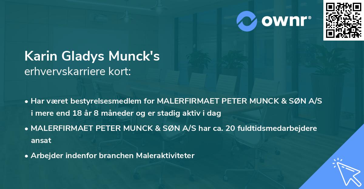 Karin Gladys Munck's erhvervskarriere kort