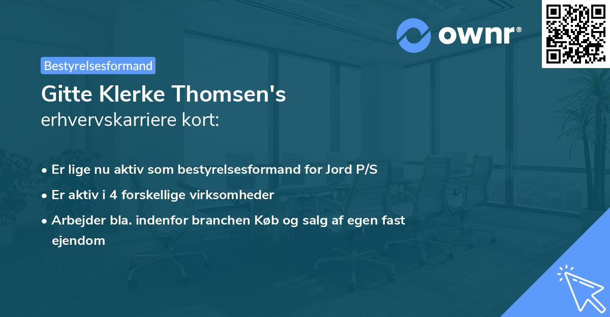Gitte Klerke Thomsen's erhvervskarriere kort