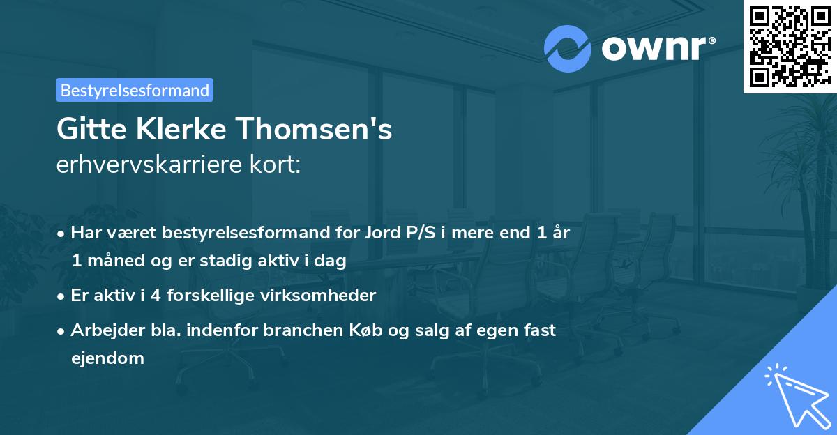 Gitte Klerke Thomsen's erhvervskarriere kort