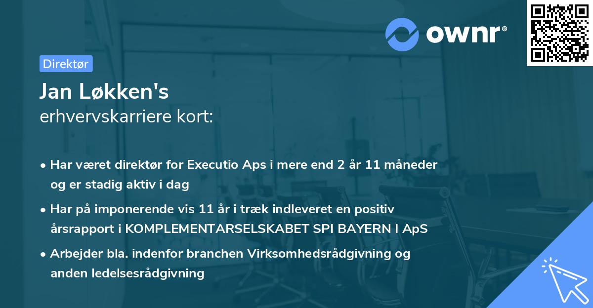 Jan Løkken's erhvervskarriere kort