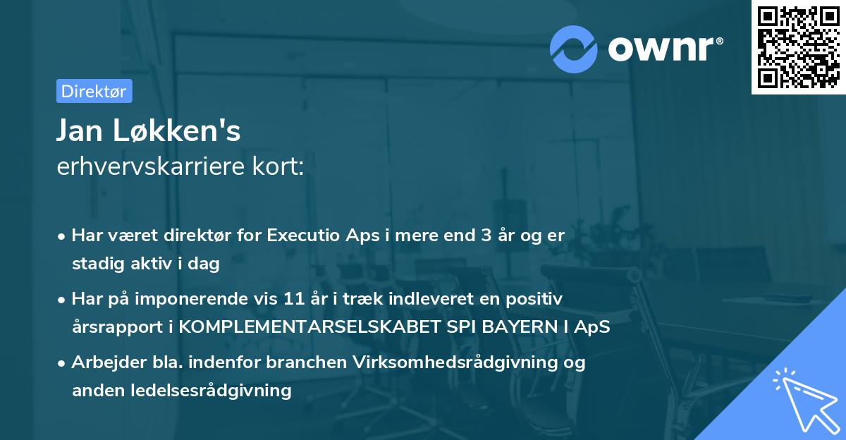 Jan Løkken's erhvervskarriere kort
