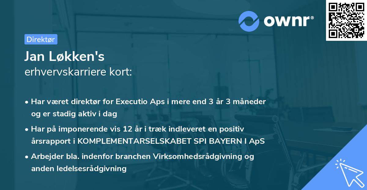 Jan Løkken's erhvervskarriere kort