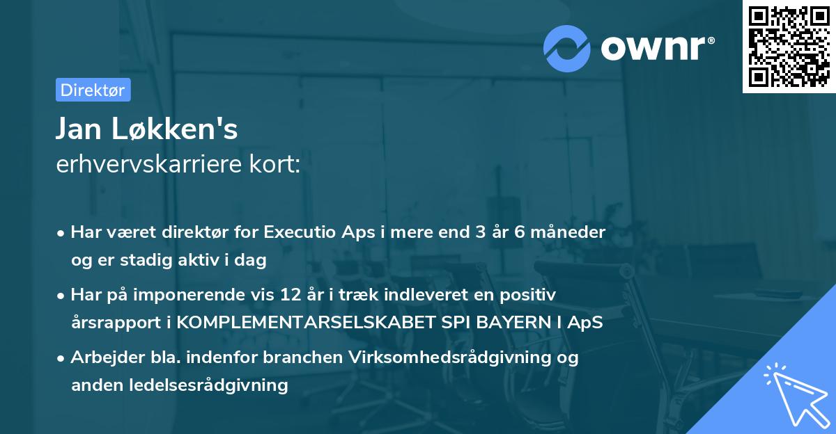 Jan Løkken's erhvervskarriere kort