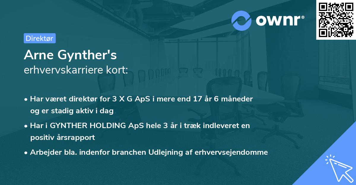 Arne Gynther's erhvervskarriere kort