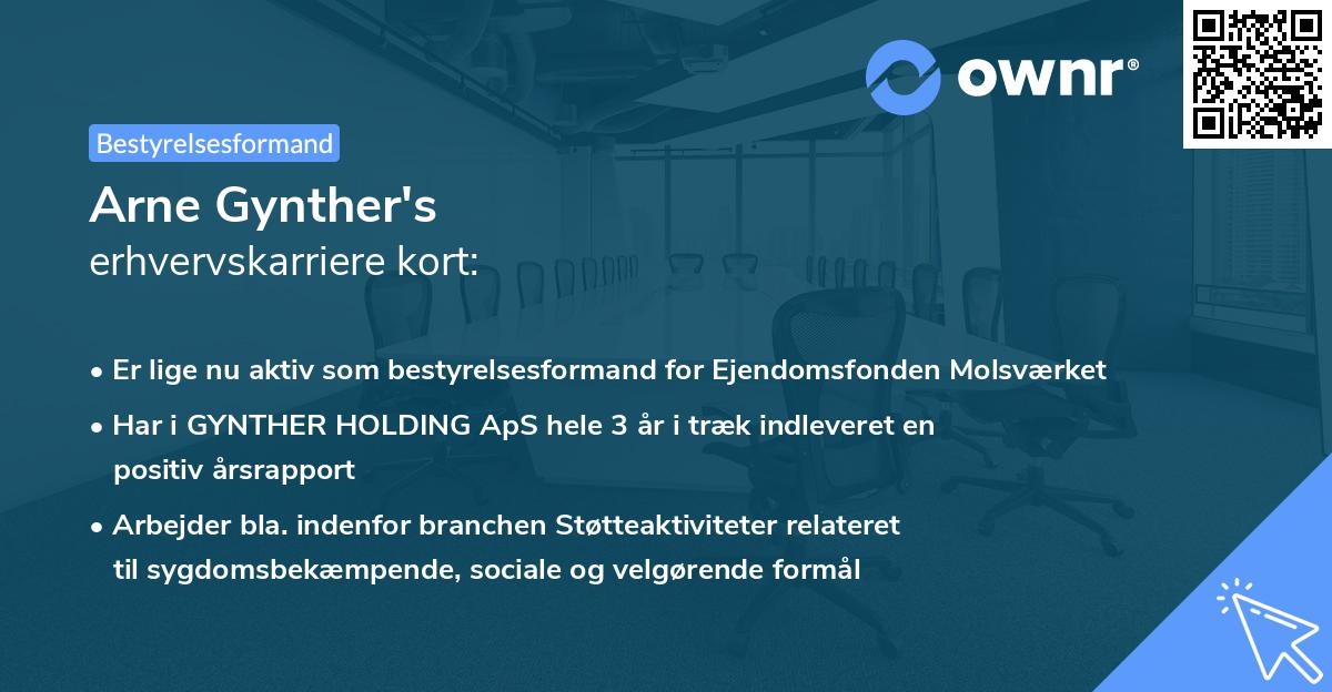Arne Gynther's erhvervskarriere kort