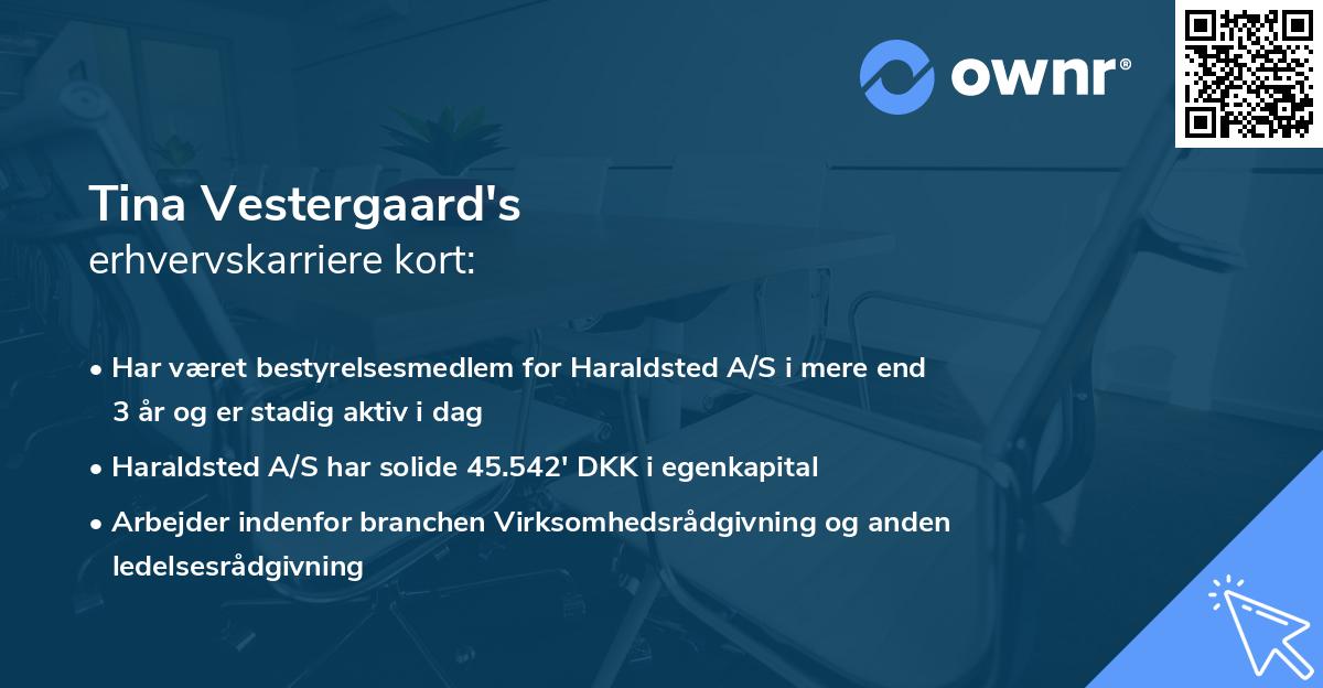 Tina Vestergaard's erhvervskarriere kort