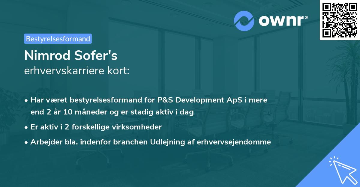 Nimrod Sofer's erhvervskarriere kort
