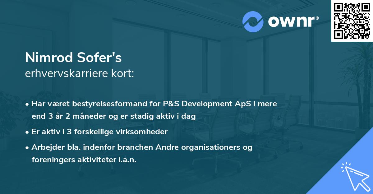 Nimrod Sofer's erhvervskarriere kort