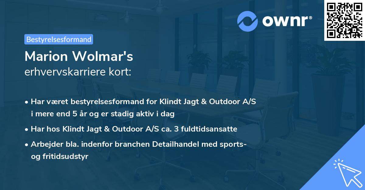 Marion Wolmar's erhvervskarriere kort