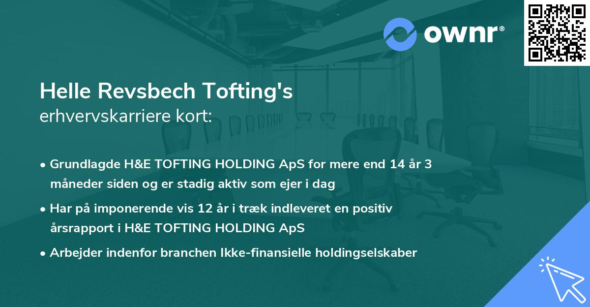 Helle Revsbech Tofting's erhvervskarriere kort