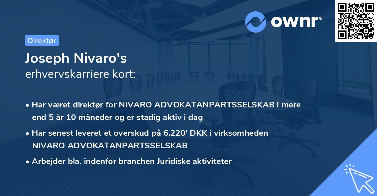 Joseph Nivaro's erhvervskarriere kort