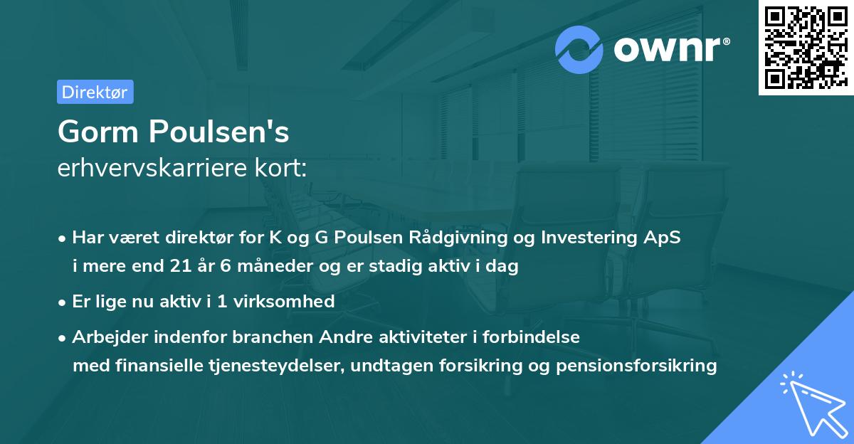Gorm Poulsen's erhvervskarriere kort