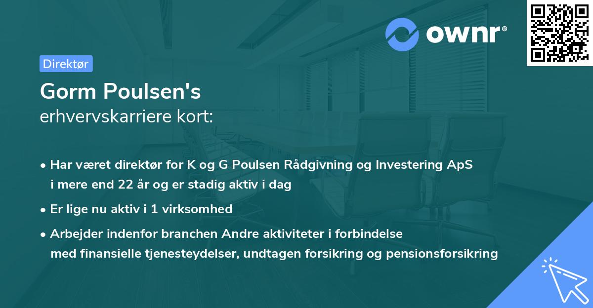 Gorm Poulsen's erhvervskarriere kort