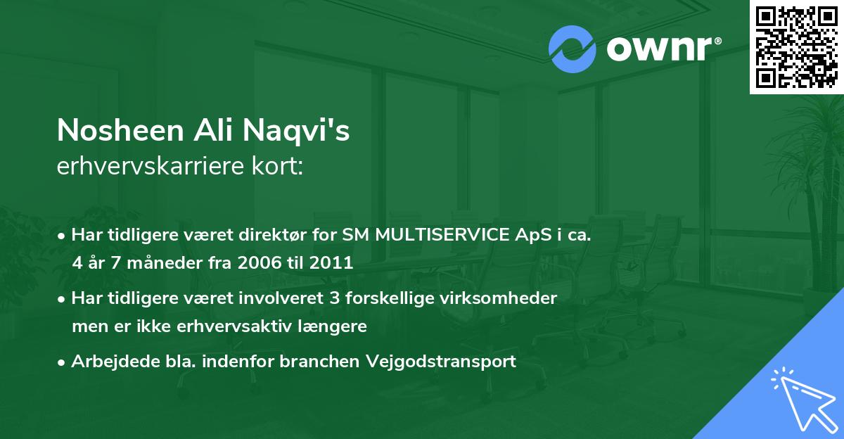 Nosheen Ali Naqvi's erhvervskarriere kort