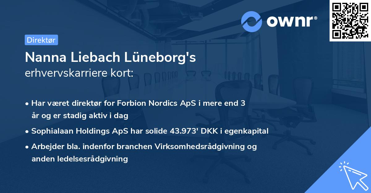 Nanna Liebach Lüneborg's erhvervskarriere kort