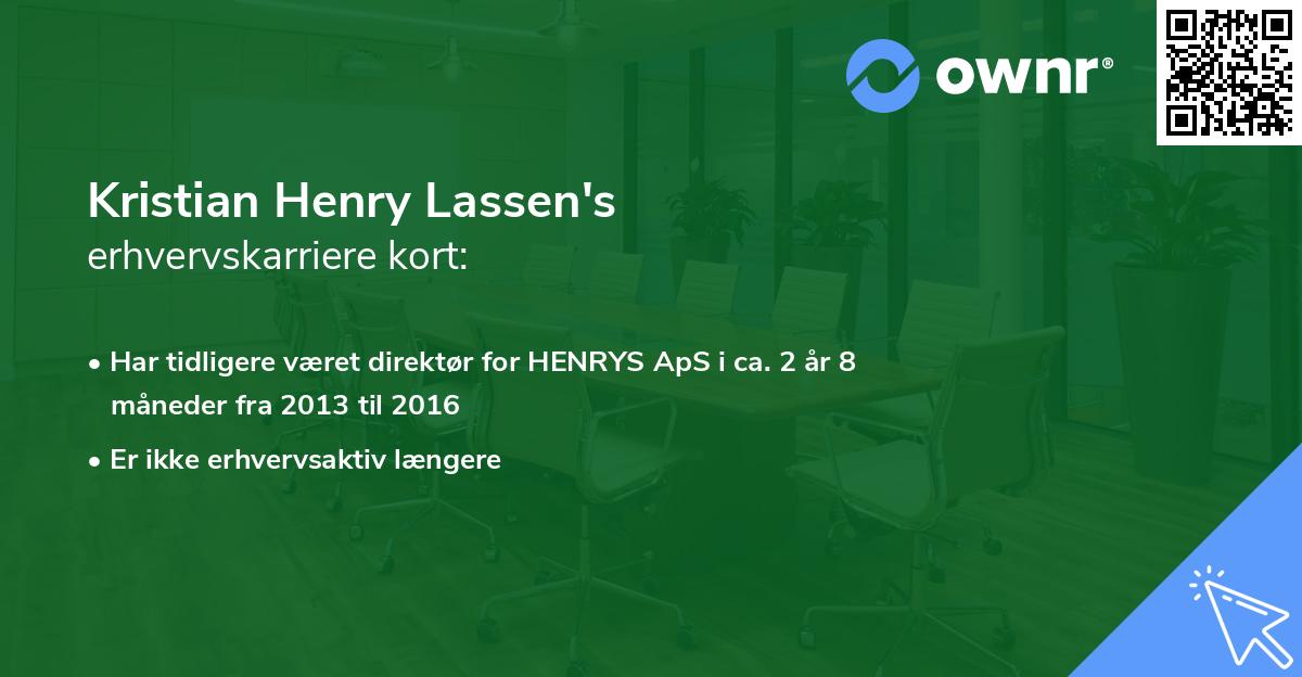 Kristian Henry Lassen's erhvervskarriere kort