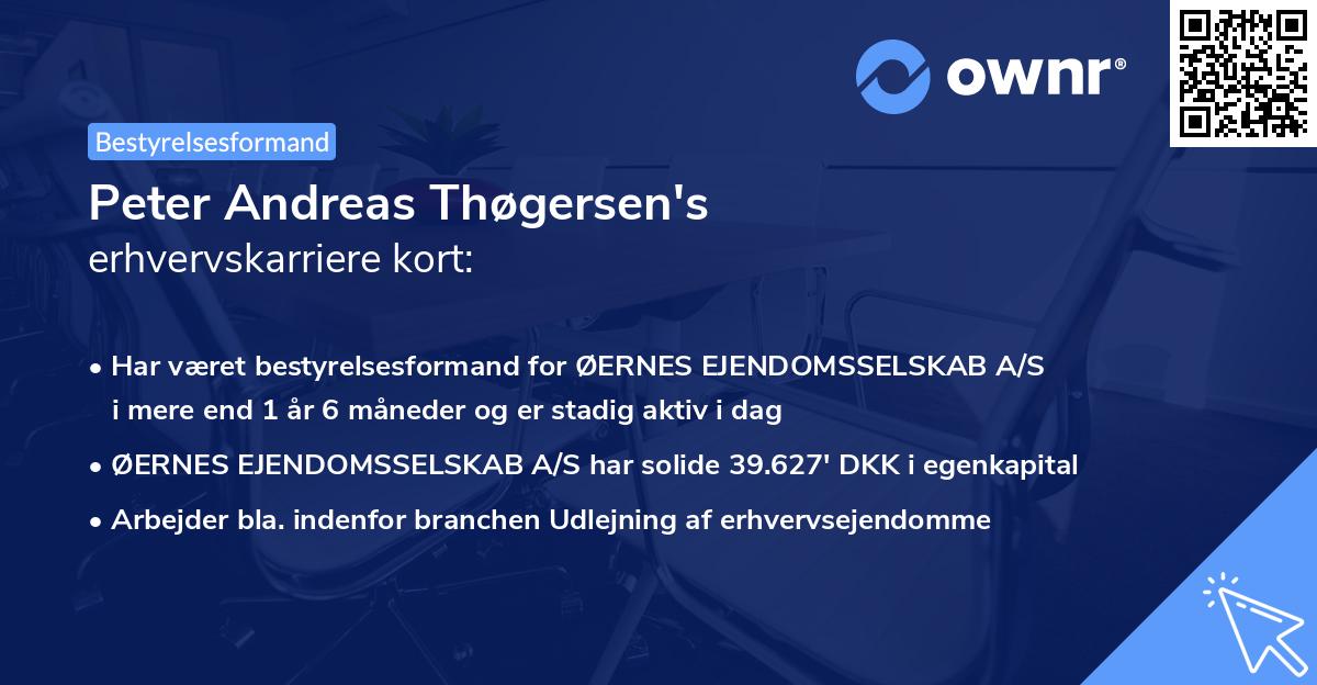 Peter Andreas Thøgersen's erhvervskarriere kort