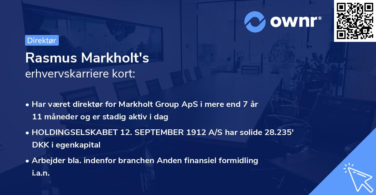 Rasmus Markholt's erhvervskarriere kort
