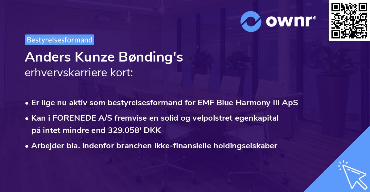 Anders Kunze Bønding's erhvervskarriere kort