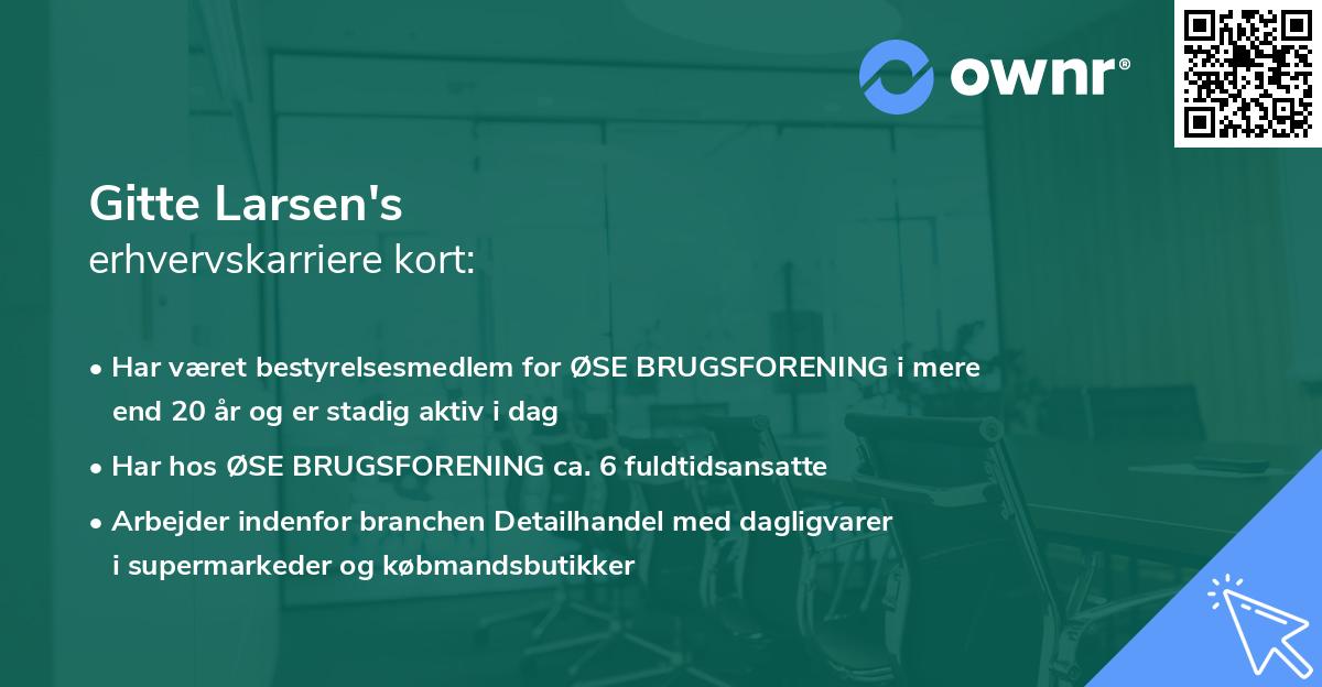 Gitte Larsen's erhvervskarriere kort