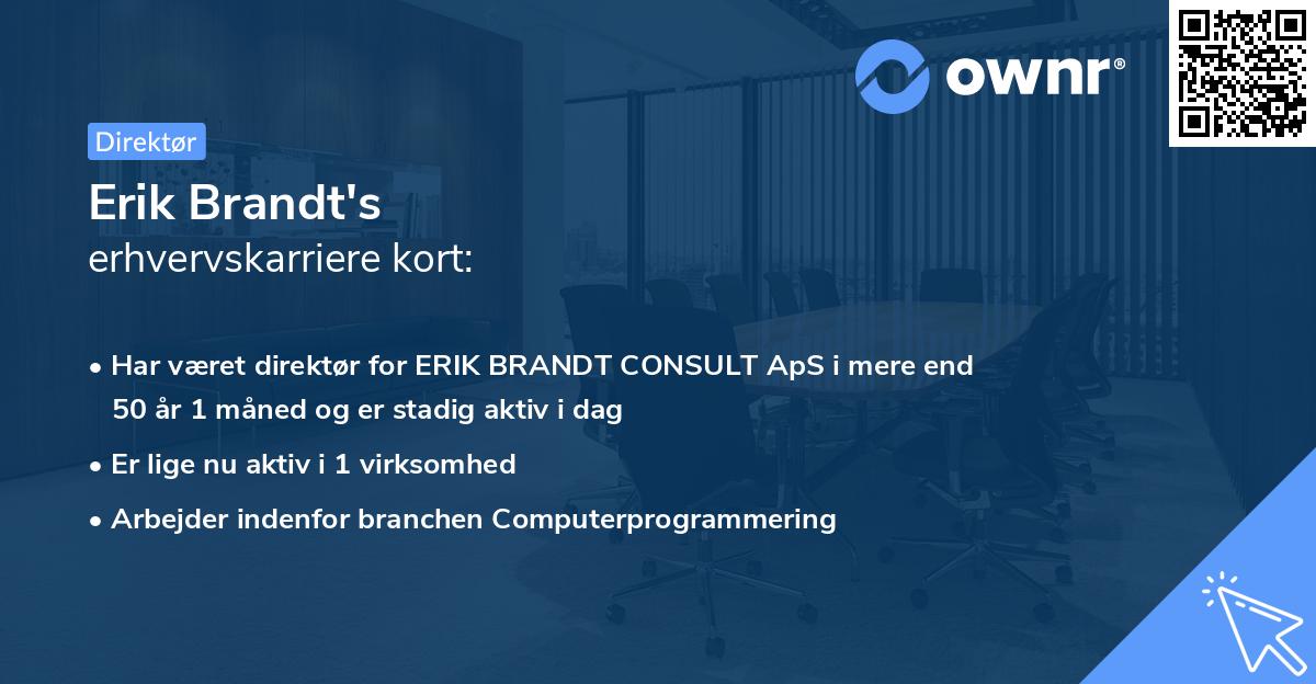Erik Brandt's erhvervskarriere kort