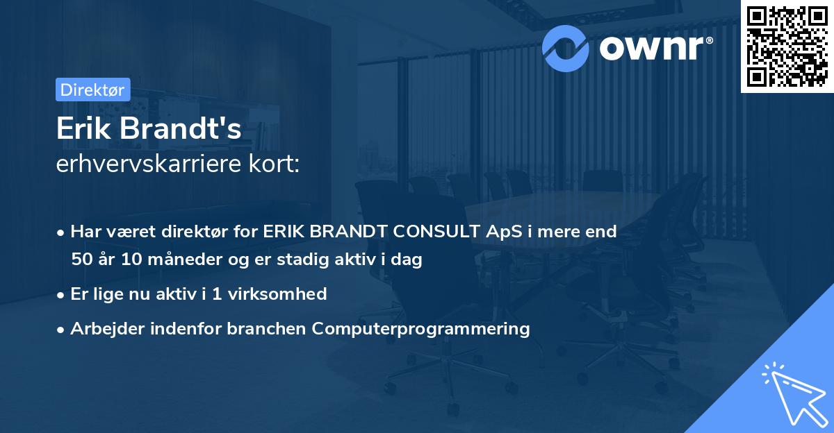 Erik Brandt's erhvervskarriere kort